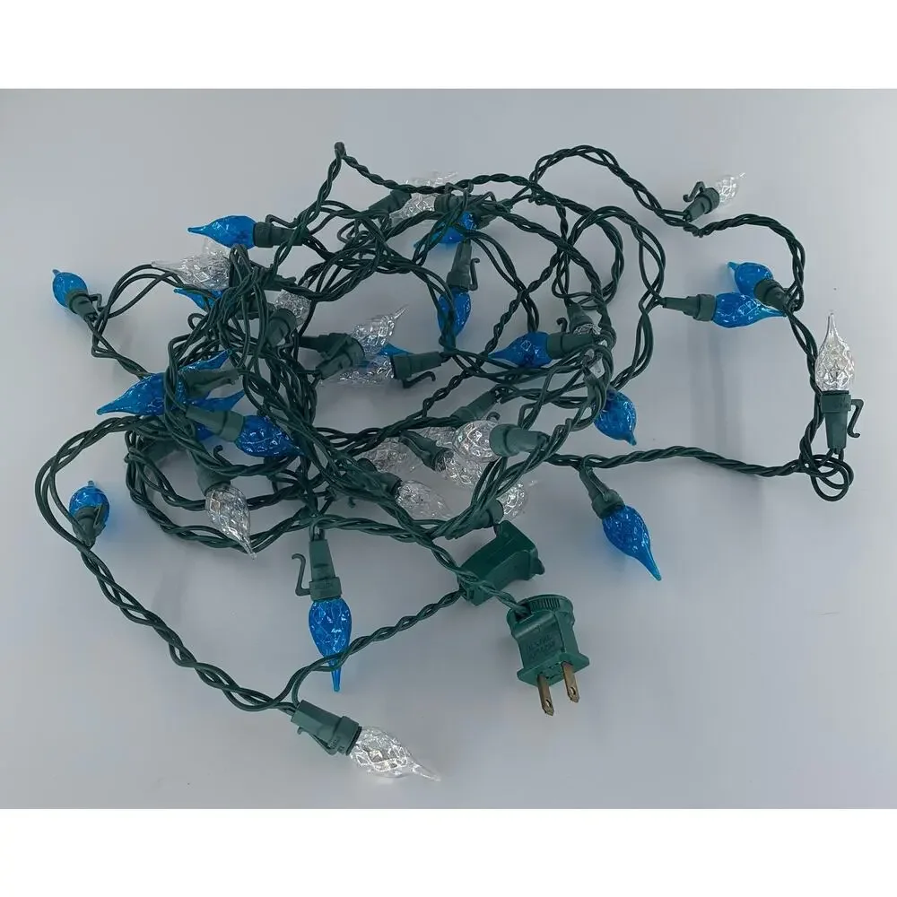 Christmas Lights LED Diamond Cut 1 String Strawberry Blue & White Imperfect